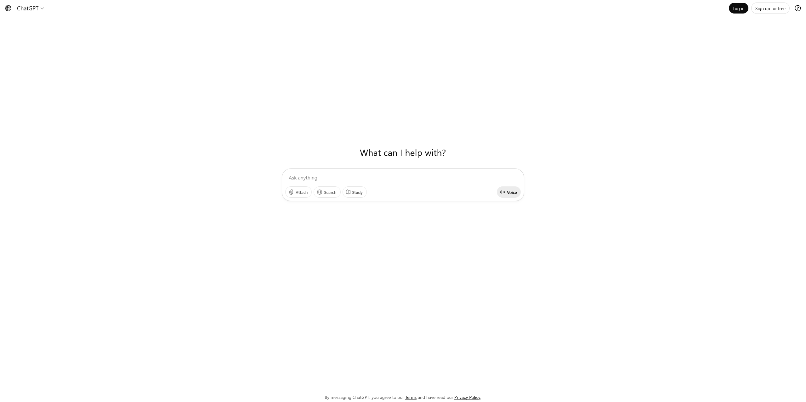 Screenshot of OpenAI's ChatGPT website on Desktop.